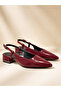 Bella Women's Burgundy Patent Leather Look Pointed Toe 3 cm Heeled Adjustable Strap Slingback Shoes - 4