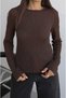 Brown Sparkle Glitter Crew Neck Blouse - 4