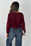 Women's 86 Printed Boat Neck Long Sleeve Crop Blouse - 5