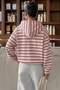 Hood Pink Striped Pattern Hooded Oversize Hoodie Casual Long Sleeve Sweatshirt - 6