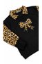 Girl's Leopard Patterned Bow Detailed Black 2-Piece Set 4-11 Years Old - 4