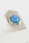 Ilkestor Triangle Turquoise Stone Ring (11426) Silver Color