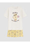 Two Mt Shop Quality Lcw Young Yellow Combed Cotton Printed Short Sleeve Women's Shorts Pajama Set - 3