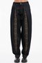 Women's Water Washed Balloon Fit Design Jeans with Embroidery and Fold Detail on the Front