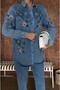 Women's Front Beaded Embroidered Denim Oversize Shirt - 4