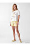 Two Mt Shop Quality Lcw Young Yellow Combed Cotton Printed Short Sleeve Women's Shorts Pajama Set - 2