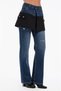 Women's Straight Fit Design Jeans with Detachable Skirt Detail - 3