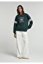 Regular Fit Round Neck Printed Women's Green Sweatshirt - 3