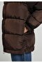 Regular Fit Hooded Zippered Lined Water Resistant Women's Brown Coat - 5