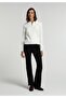 Regular Fit Zippered Plain Women's White Sweater - 3
