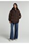 Regular Fit Hooded Zippered Lined Water Resistant Women's Brown Coat - 3