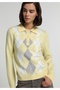 Regular Fit Polo Collar Jacquard Women's Sari Sweater