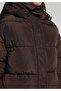 Regular Fit Hooded Zippered Lined Water Resistant Women's Brown Coat - 4