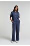 Regular Fit Mid Waist Straight Women's Navy Blue Sweatpants - 3