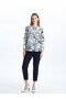 Two Mt Shop Quality Lcwaikiki Classic Blue Viscose Floral Tie Collar Long Sleeve Women's Blouse - 2