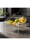 Cream Metal Fruit and Presentation Basket – Square Shaped High-Legged Design – 27.5 X 27.5 X 17 cm