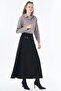Metal Buckle Detailed Suede Skirt Black - 5