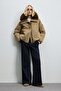 Sunset Goose Feather Women's Coat Camel Feather - 4