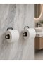 2-Pack Adhesive Toilet Paper Holder Black Metal Wall Mounted Roll Paper Holder - 4