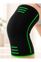 Black Green Knitted Knee Brace Flexible and Breathable Sports Knee Support - 3