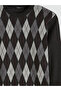 Mg trenden anthracite bicycle collar baklava patterned men's knit sweater - 6