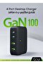 Gan 100W Desktop Charger with 4 Ports, Qualcomm Quick Charge 3.0, Power Delivery PD Technology, 150cm Cable – Fast, Efficient Charging for Multiple Devices Simultaneously - Black - 2