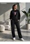 Cup Printed Crew Neck 2 Threaded Yarn Embroidered Fabric Tracksuit Set