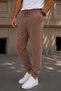 3 Thread Combed Cotton Fabric Cotton Soft Brown Sweatpants with Elastic Cuffs and Pockets - 5