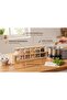 Premium 6-Jar Spice Rack Organizer with Ribbed Glass Jars, Airtight Bamboo Lids, Bamboo Countertop Stand, Modern Herb and Seasoning Storage Holder for Kitchen Organization - 2