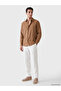 Özmarka New Season Beige Regular Fit Linen Look Men's Shirt - 2