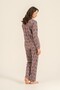 Women's Uzunkol Mink Patterned Shirt Pajama Set, Shirt Collar, Pocket Detail, 50% Cotton 50% Modal Fabric - 4