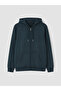Ozmarka New Season Petrol Hooded Men's Zippered Sweatshirt - 4