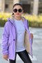 Girl's Colorful Hooded Pocketed Drawstring Waist Bondik Fabric Winter Coat Km4020 - 4