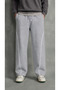 Men's Gray Baggy Sweatpants with Front Piping and Wide Legs
