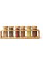 Horizontal Bamboo Spice Rack Organizer with 6 Airtight Glass Jars & Lids, Wooden Countertop Seasoning Shelf Holder for Herbs, Spices, Seasonings, Pantry and Kitchen Storage