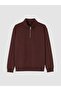 Vizyon New Season Burgundy High Collar Men's Thick Sweatshirt - 5