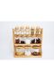 3-Tier Bamboo Spice Rack Organizer with 5 Spice Bottles, 5 Glass Jars & 3 Large Canisters with Lids, Countertop Storage Shelf for Spices, Herbs, Seasonings, Dry Foods and Pantry Organization