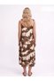 Women's Woven Cotton Rope Strap Casual Dress with Coffee Pattern - 2