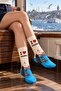 Istanbul Patterned Unisex Socks – I Love Istanbul Cream Blue Women's Men's Socks - 2