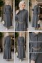Women's Tencel Cotton Elastic Waist Skirt and Shirt Set with Metal Cord and Button Detail, Stylish Two-Piece Set - 3