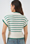 Women's Striped Knit Sweater 1597 - Emerald Green - 4
