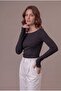 Women's Boat Neck (Princess Neck) Blouse with Finger Loop (Ovv-5)