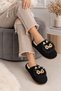 Plush House Slippers with Cute Owl Figure and Stone Metal Detail, Closed Toe Soft Winter House Slippers Stc1345 - 4