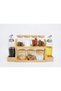 2-Tier Wooden Spice and Oil Rack Organizer with 7 Airtight Glass Jars & 2 Glass Dispenser Bottles, Countertop Seasoning Shelf Holder for Herbs, Spices, Cooking Oils & Kitchen Storage