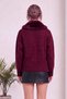 Women's Fur Collared Buttoned Knitwear Cardigan Stylish Design Soft Textured White, Black, Burgundy - 7
