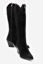 Taryalin Women's Genuine Leather Pointed Toe Western / Cowboy Boots Black Suede