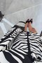 Zebra Patterned Bat Sleeve Mini Dress - 6