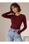 Women's Crew Neck 100% Cotton Blouse with Finger Loop Detail Ovv-1