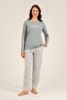 Women's Soft Green Uzunkol Pajama Set, 50% Cotton 50% Modal Fabric - 8