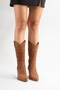 Tarben Women's Genuine Leather Western / Cowboy Short Boots Tan Suede - 6